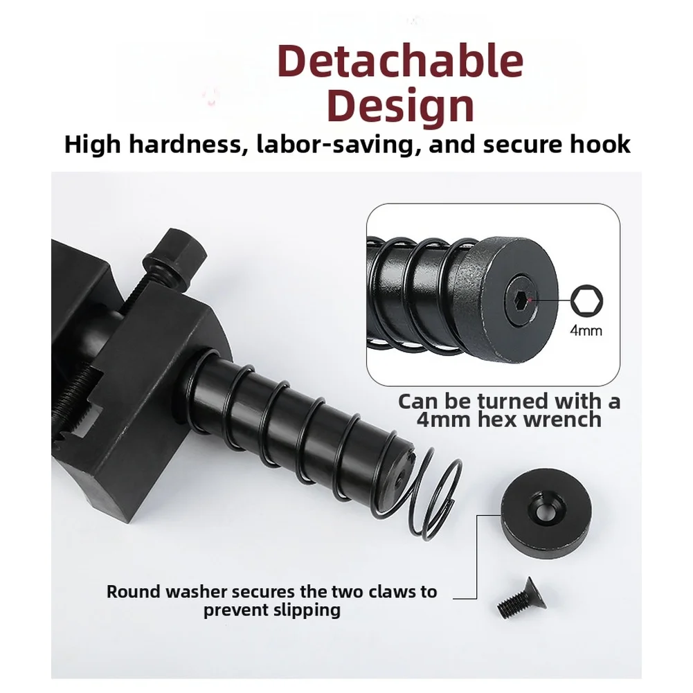 Spring Telescopic Crankshaft Pulley Removal Tool with Hexagonal Drive Hole and Serrated Teeth for Secure Pulley Grip