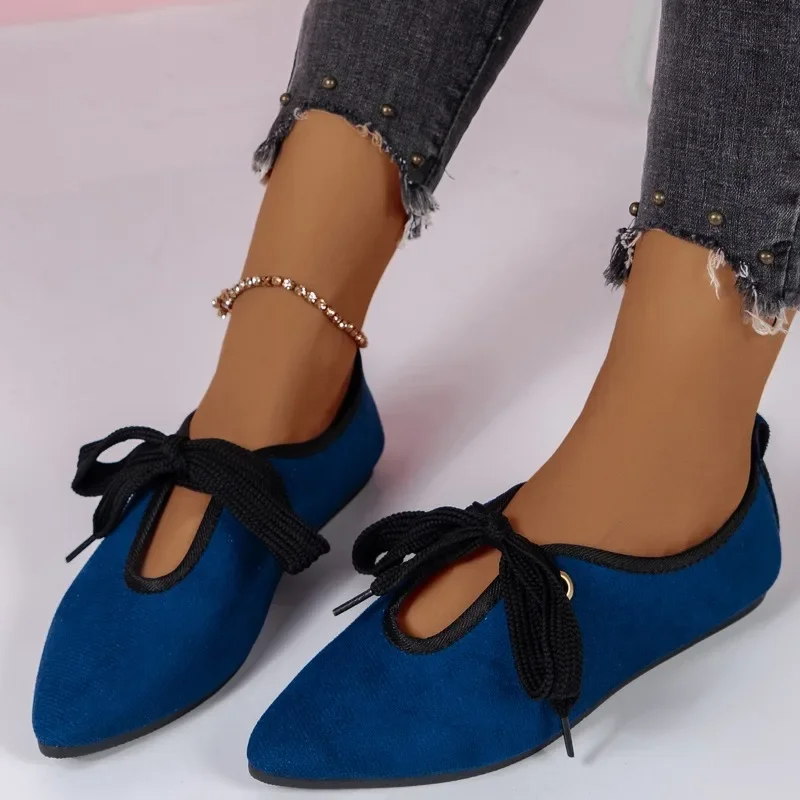 Autumn New Pointed Toe Suede Loafers Women Shoes Flats Walking Comfortable Work