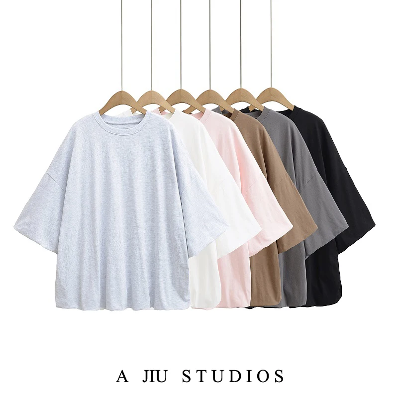 

Футболка Jennie Cotton Casual Loose ort Sve Flower Bud Hem Missing Feeling Top Street Sle Bubble Sve средней длины, летняя...