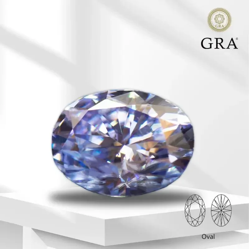 

Moissanite Oval Cut Lavender Color with GRA Certificate Lab Grown Gemstone Jewelry Making Earrings Ring Materials