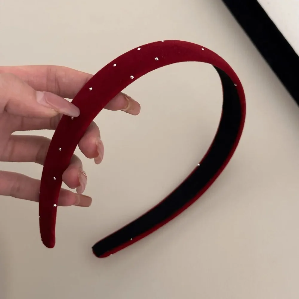 1pc European and American Red Black Velvet Headband Women Girls Hair Bands Elegant Hairband for Holiday Party Hair Accessories image 3