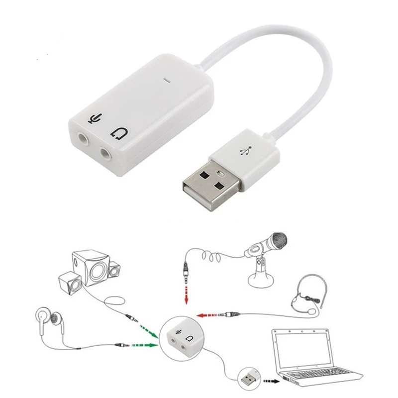 USB Sound Card Virtual 7.1 3D External USB Audio Adapter USB To Jack 3.5mm Earphone Micphone Sound Card For Laptop Notebook PC