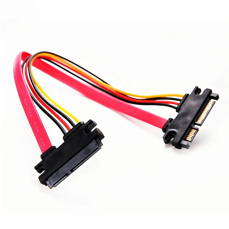 2pcs SATA 7+15 22 Pin SATA Male to Female M/F Data Power Transfer Cable 0.3 Meter