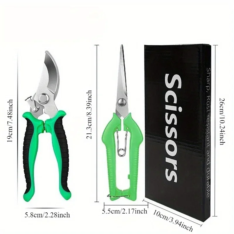 1 Set Gunting Taman Gunting Pemangkas Bypass Tajam Cabang Tebal Pohon Batang Bunga Gunting Manual untuk Berkebun