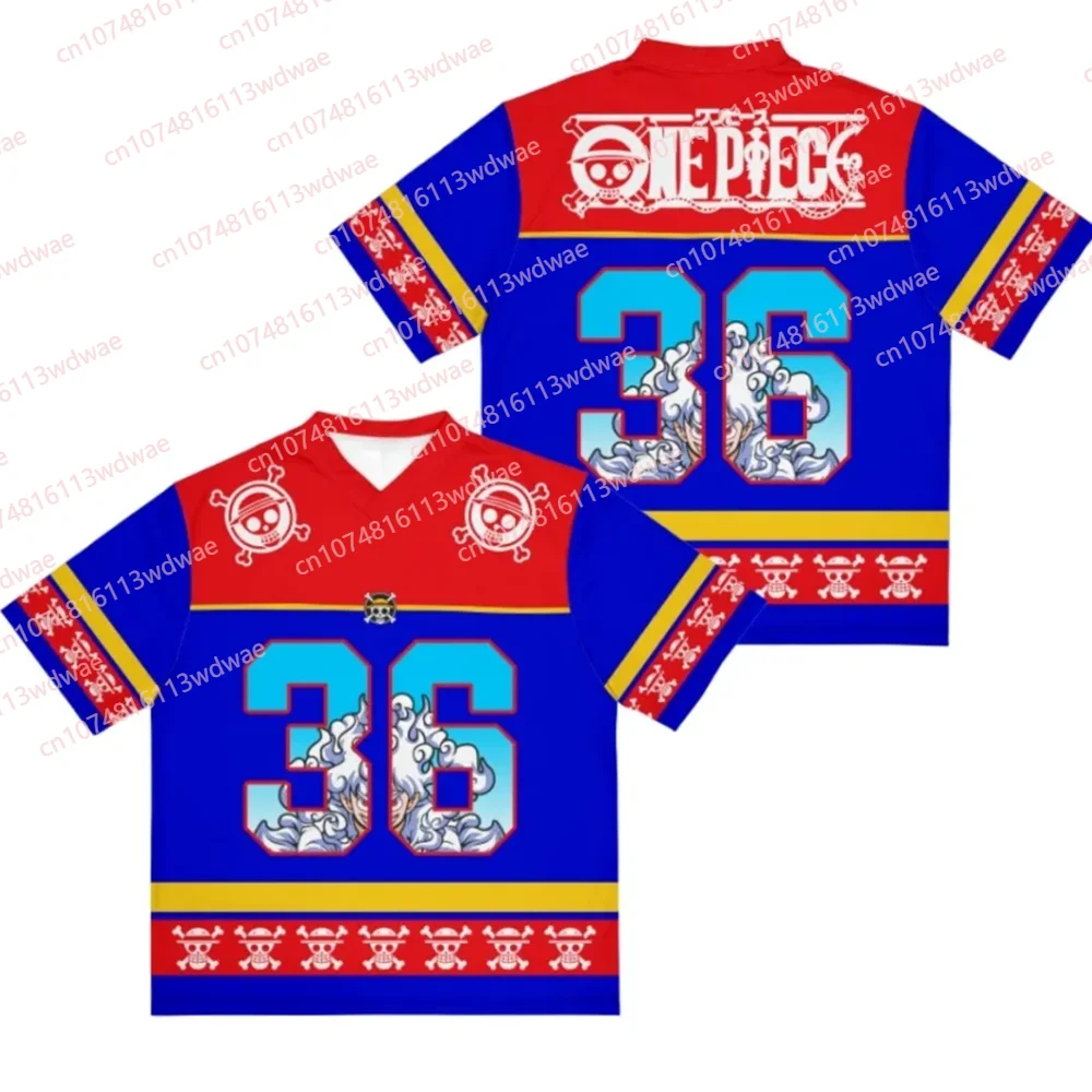 

One Piece Anime Short Sleeve Jersey Unisex No.36 Printed T-Shirt Summer Loose Sports Top Colorful Luffy Straw Hat Crew Design
