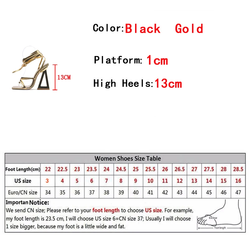 Liyke New Style Chic Triangle Thick Heels Gladiator Sandals Women Summer Sexy Street Square Toe Cross-Tied Dress Party Gold Shoe