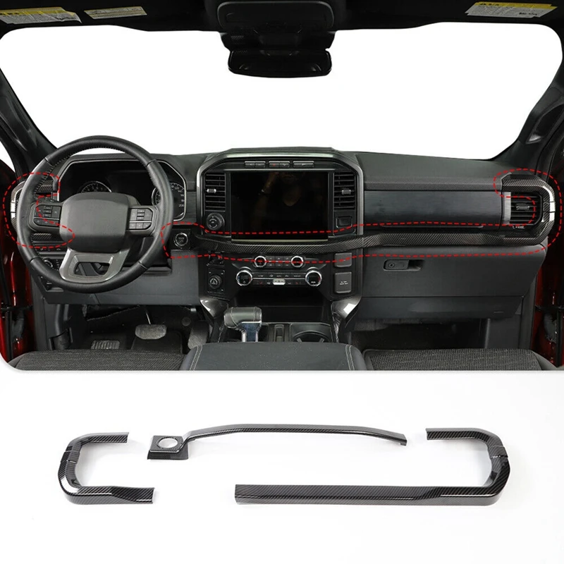 

ABS Carbon Fiber Strips Trim Dash Cover Trim Kit For Ford F150 F-150 2021 2022 Interior Accessories