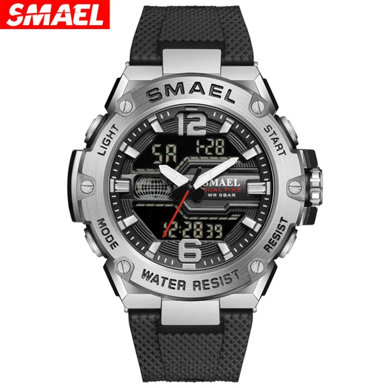 

Smael 8033 Alloy Double Display Men's Sports Leisure Waterproof Luminous Electronic Watch Watch