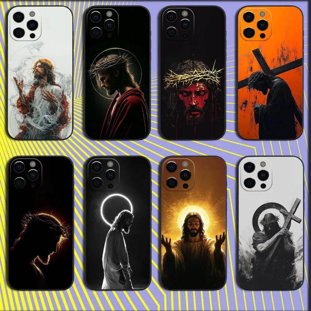 

God Jesus Pray Phone Case For iPhone 16,15,14,13,12,11,Pro,X,XS,Max,XR,Plus,Mini Soft Black Cover