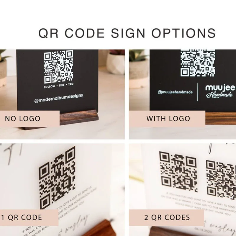 Exclusive Acrylic QR Code Stand for All Business Types Fits Multiple QRs at Reception Desk Menu Cashier Area Customizable Design