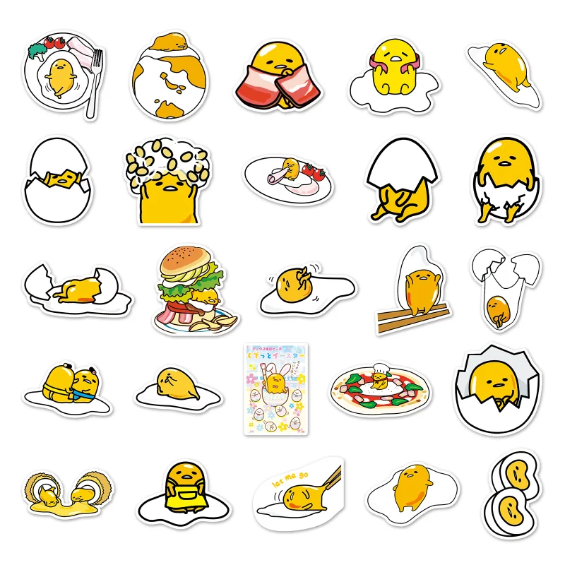 100Pcs Gudetama 스티커 만화 DIY 낙서 스티커 장식 스케이트 보드 노트북 노트북 수하물 방수 데칼 완구