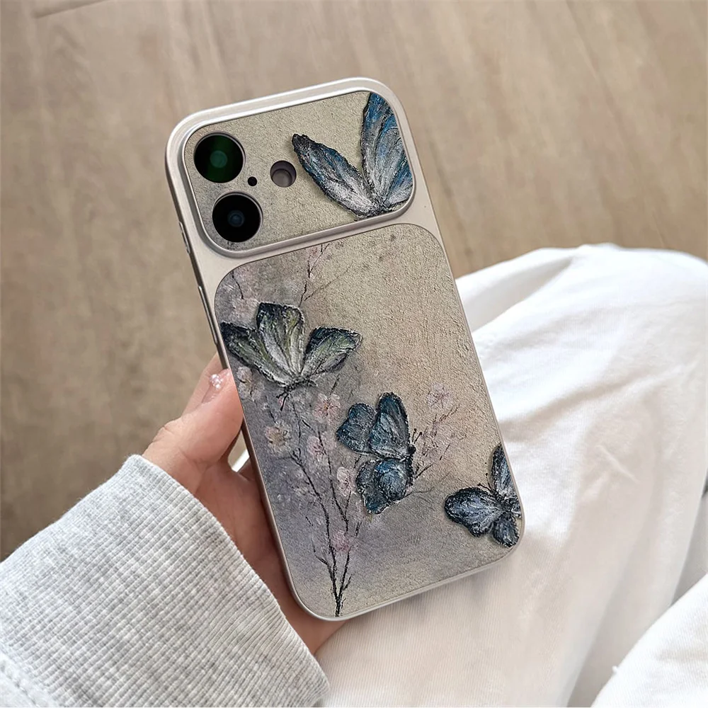 Blue Butterfly PU Leather Phone Case For iPhone 17 Funda iPhone 17 16 Pro Max 15 14 13 12 11 Soft TPU Lens Protective Back Cover - view 6