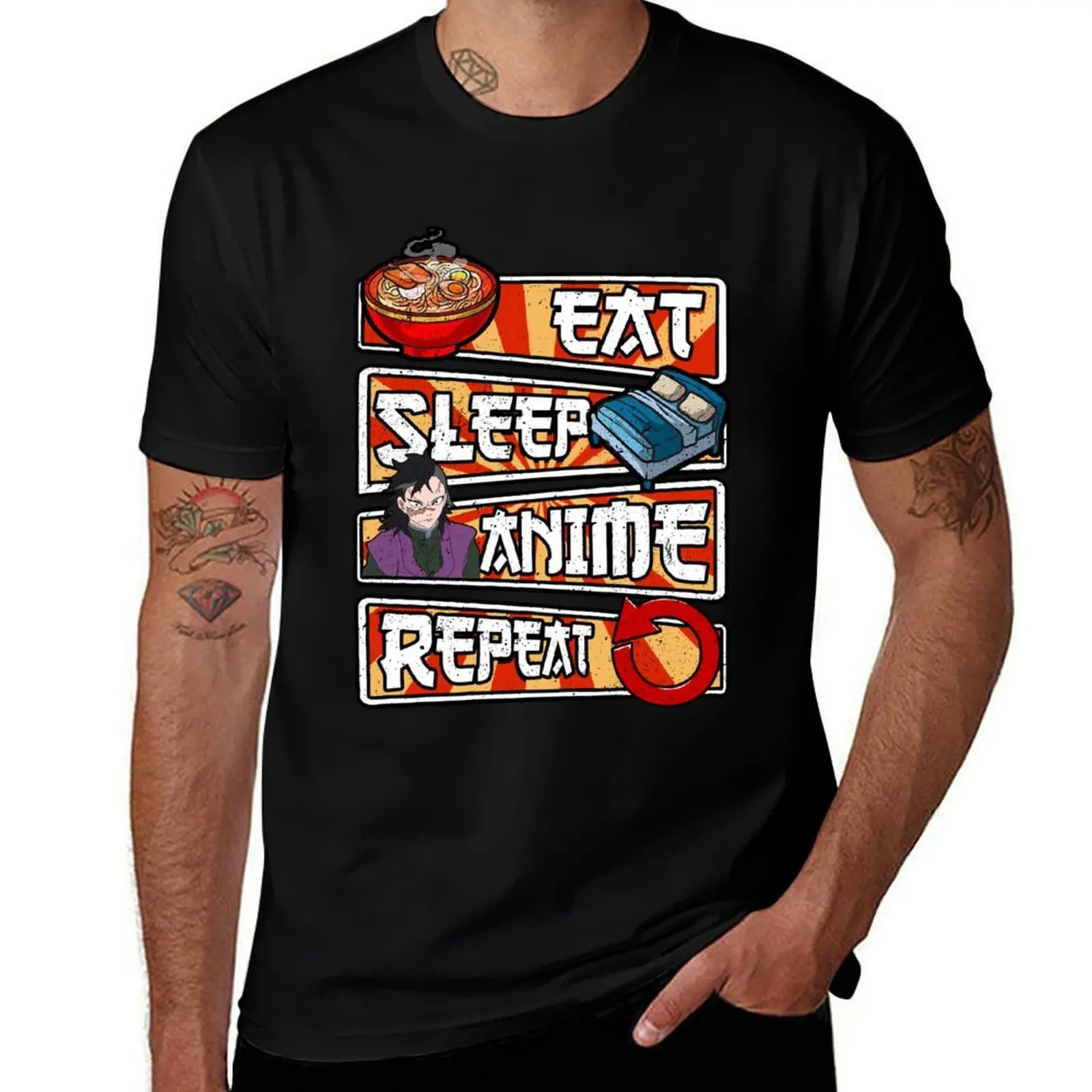 

Genya Shinazugawa eat sleep and watch anime art gift T-Shirt cheap stuff Man t-shirt Clothing t shirt for men