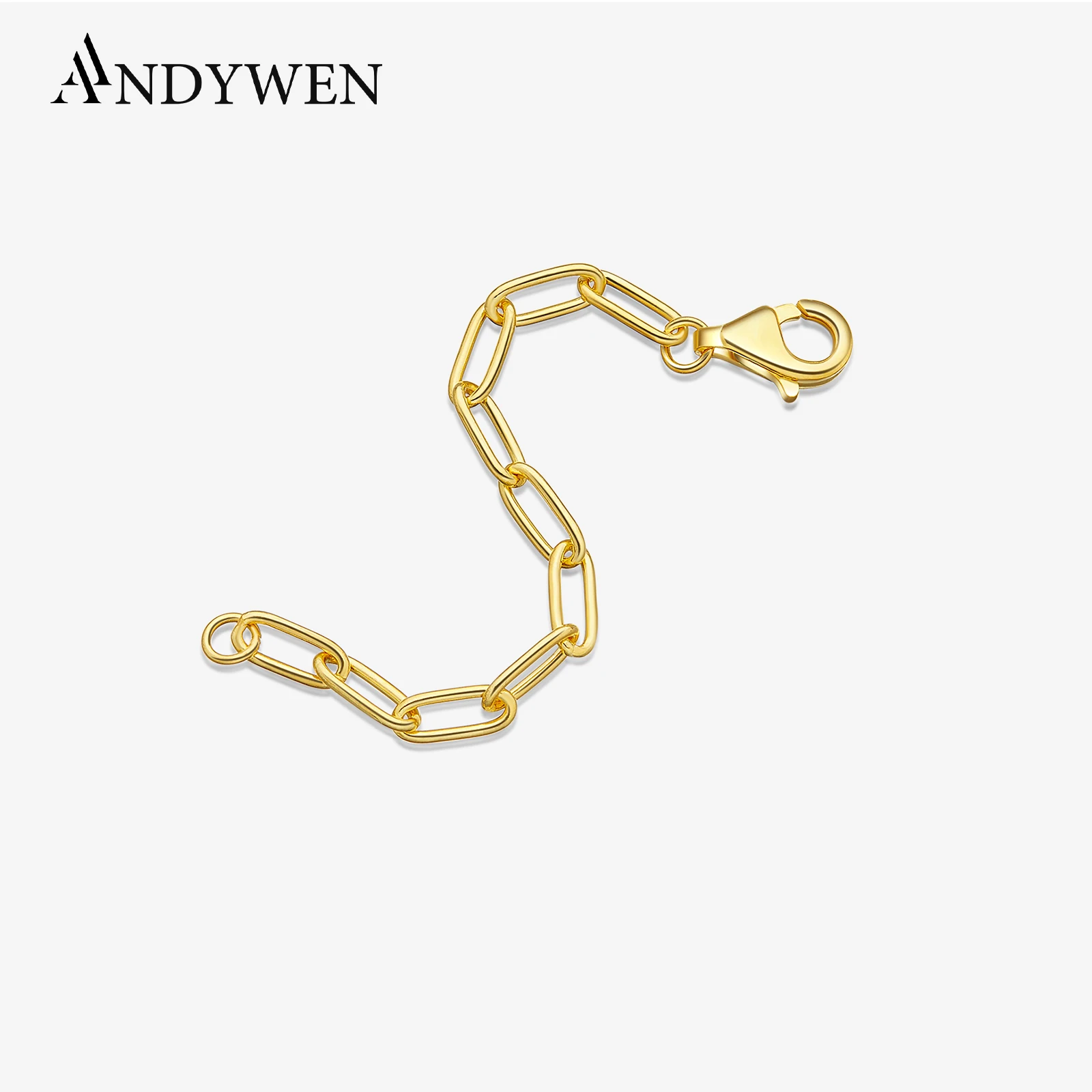 ANDYWEN 925 Sterling Silver Circle Adjustable Extend Chain Cuban Extension Chain Women Spare Parts Necklace Accessories