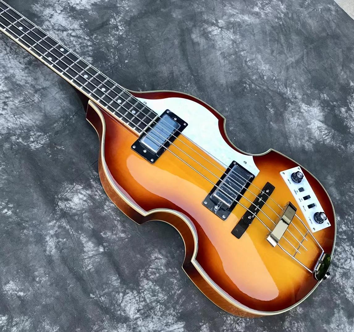 free shipping affordable 4 string electric bass sunburst bass guitar low price promotion hofner bass