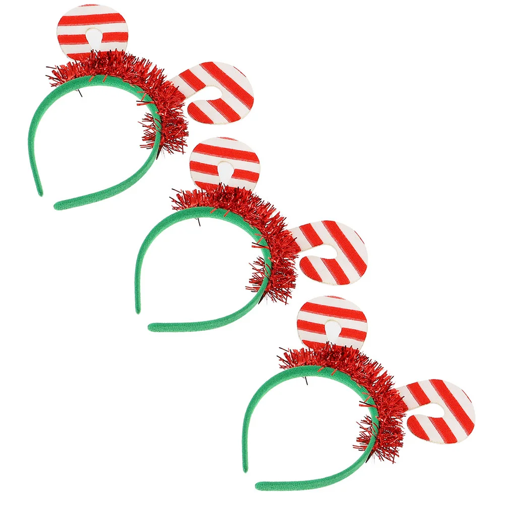 

3 Pcs Costumes for Girls Christmas Cane Headband Hair Hoops Clothing Creative Hairband Prop Delicate Children Headdress Women's
