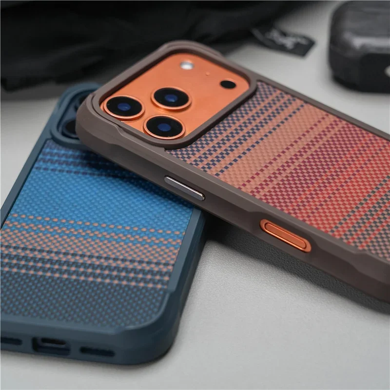 Oryginalne geometryczne etui z tkaniny technicznej z magnetycznym mocowaniem do iPhone 18 17 16 Pro 17Pro Max, kompatybilne z Magsafe, matowe, odporne na wstrząsy, twarde etui ochronne. — zdjęcie produktu 2