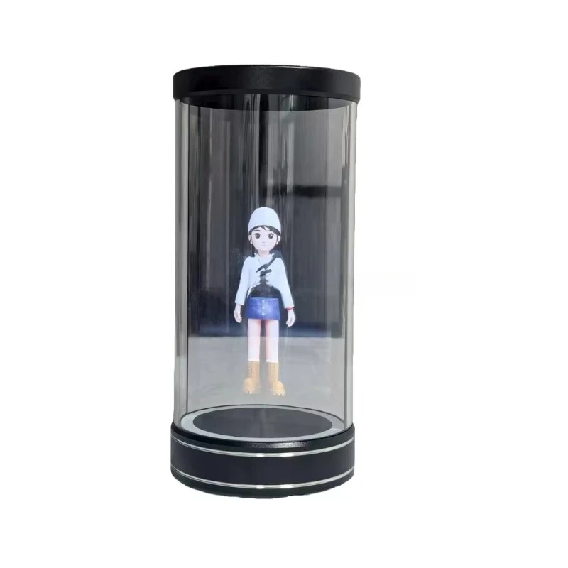 Indoor 3D holographic cylinder display holographic metal remote control plug-and-play 5.5-inch digital interactive hologram