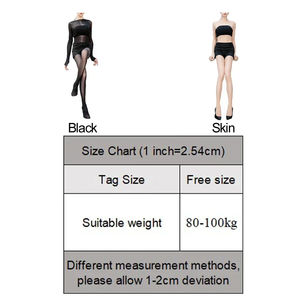 بدلة مثيرة حريرية لامعة مع أصابع للنساء ، جوارب طويلة شفافة من خلال