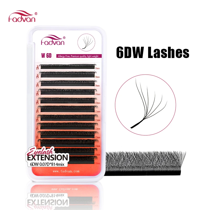 FADVAN Neue 6D-W-förmige C/D-Locken-Wimpernverlängerung, 0,07 mm, weiche, natürliche, professionelle gefälschte Wimpern, hochwertige künstliche Nerzwimpern