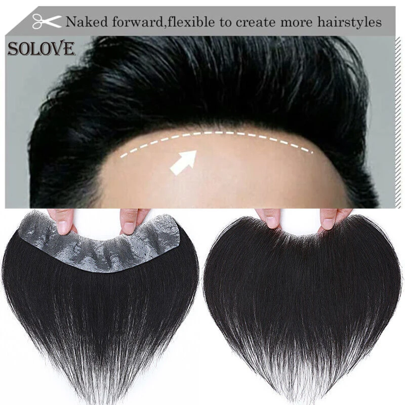 

Men's Hairline Toupee Black Hair For Frontal Hairpiece 100% Human Hair Capillary Prosthesis Skin Mens Hair Replacement Systems