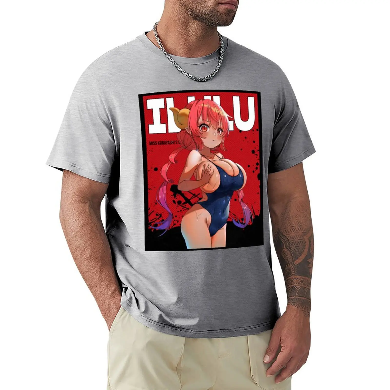 

Ilulu Miss Kobayashis Dragon Maid Red Comic Design v2 T-Shirt oversized quick-drying boys animal print mens clothes