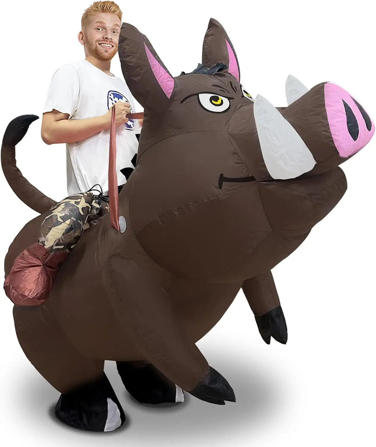 

Halloween Inflatable Warthog Rider Costume, Funny Blow-Up Riding Animal Cosplay for Adult Men and Women