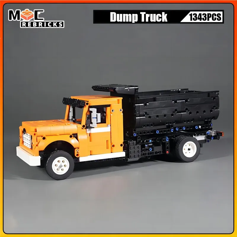 MOC-125516 MOC City Technology Engineering Vehicle Classic Dump Truck Cars Building Blocks  Model Sets Kids Bricks Toys DIY Gift