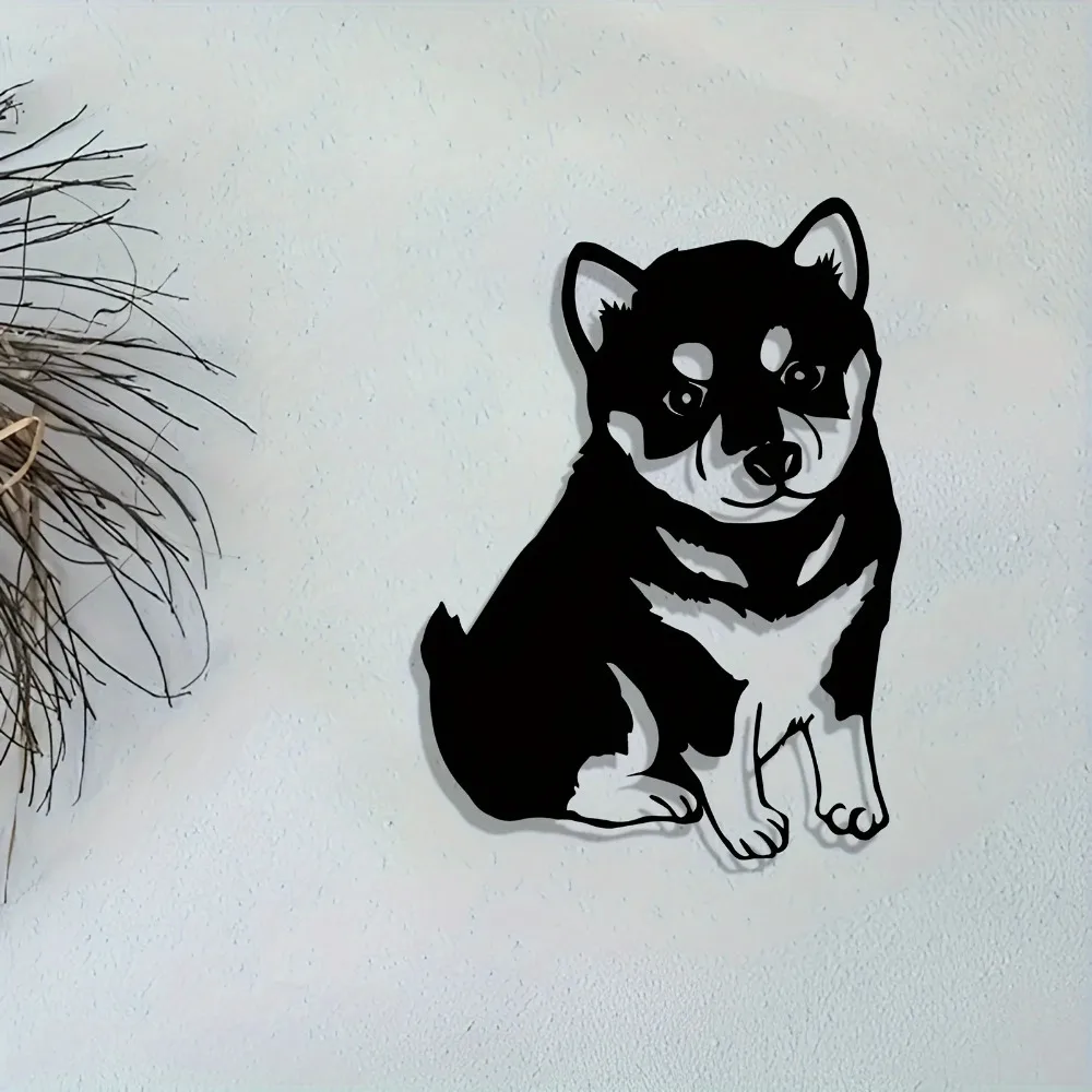 CIFBUY Metal Wall Art Vintage Shiba Inu Dog Iron Plaque Sculpture Porch Outdoor Home Decor Ornament