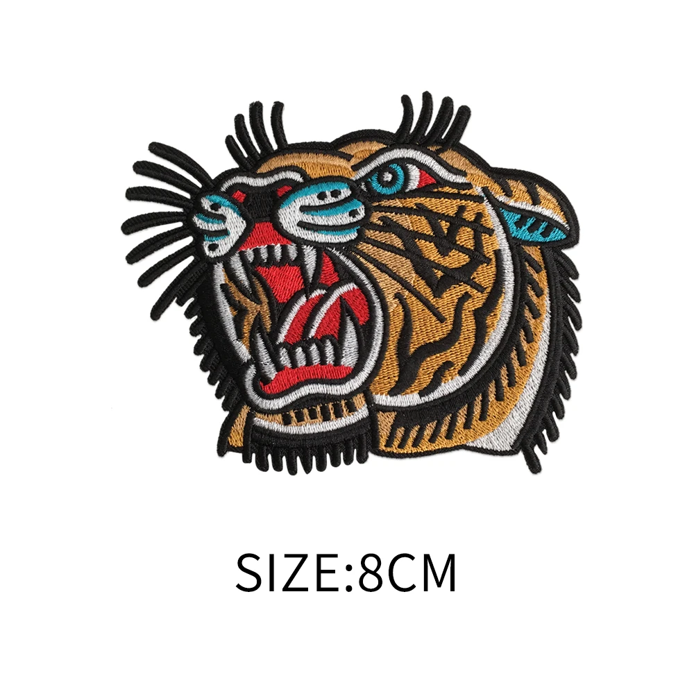 Bengal Tiger Embroidery Patches for Clothing Iron on Chinese Mascot Classic Design Ethnic Style Animal Art Badges Embroidered