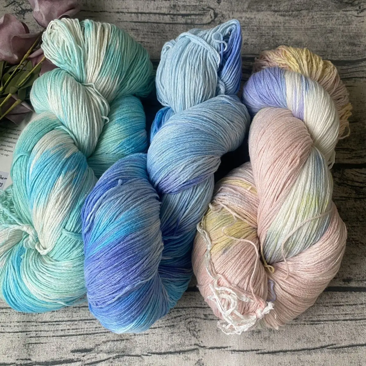 250g/Stück Handgefärbter Reiner Baumwollfaden 100% Baumwolle DIY Sommer Enganliegendes Kurzarm-Unterhemd Schal