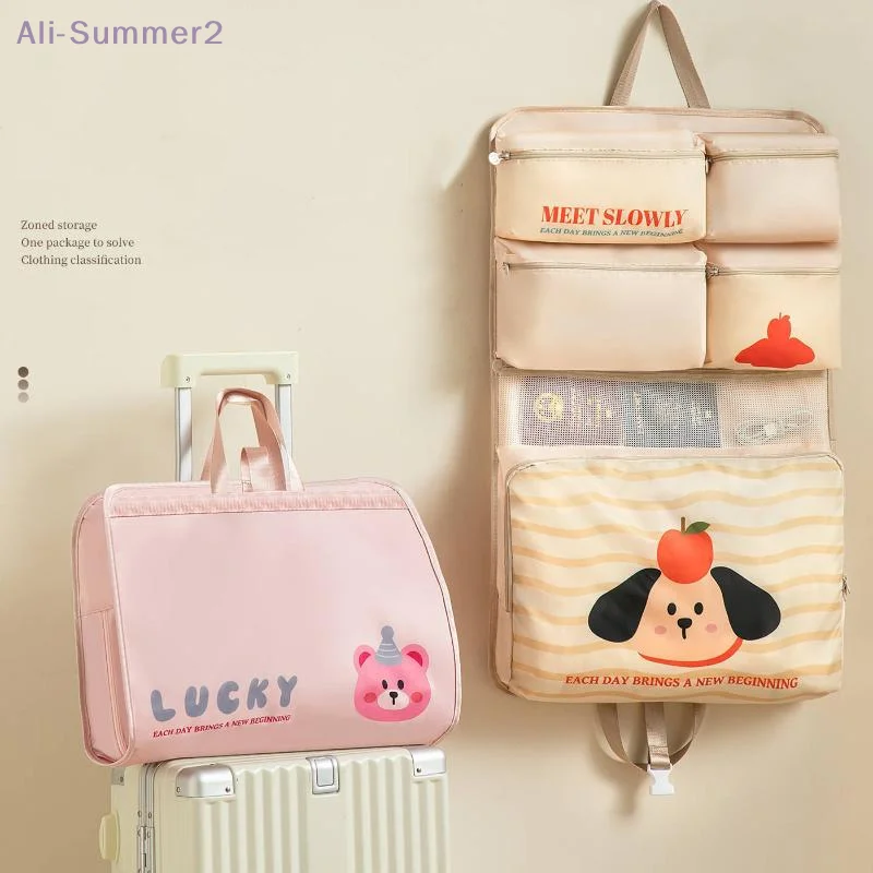 

Подвесная дорожная сумка для хранения 6 в 1, складной органайзер для багажа большой емкости, портативная влагостойкая многофункциональная сумка