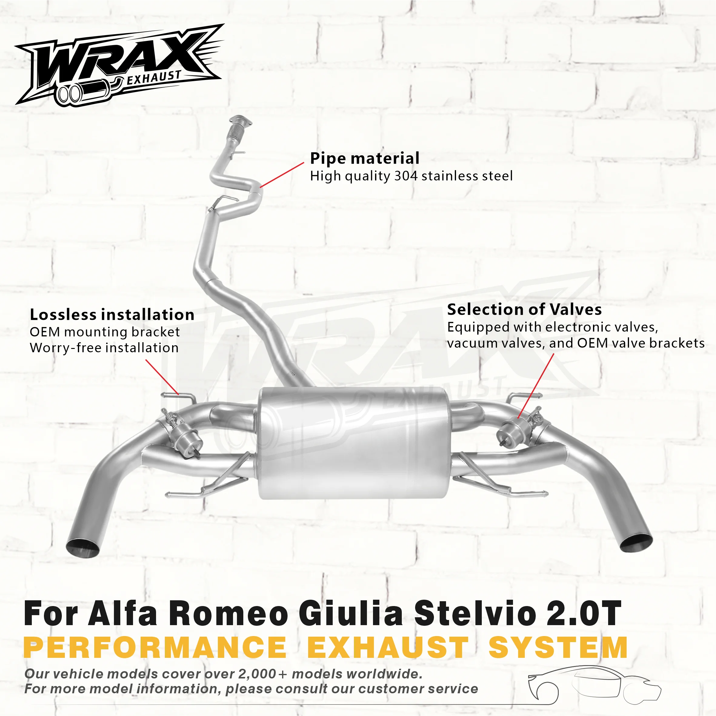 

Stainless Steel Catback Suitable for Alfa Romeo Giulia Stelvio 2.0T with Remote Valve Lossless installation