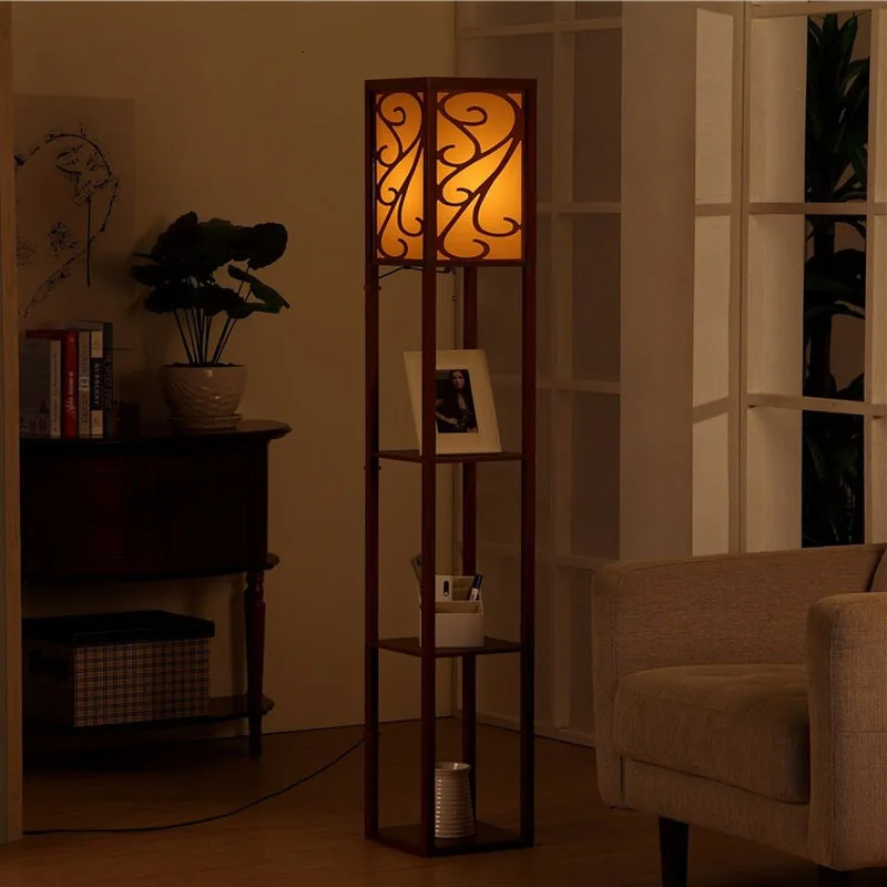 

Multi-Functional American Style Floor Lamp with Remote Control Dimmable for Living Room Bedroom Bedside Creative Standing