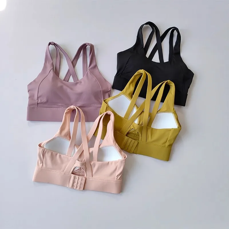 女性用ヨガスポーツブラ、衝撃吸収一体型たるみ防止フィットネスビューティーバック速乾ヨガブラ