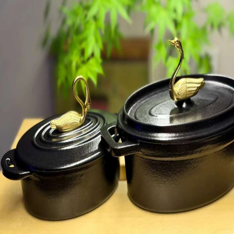Creative Elegant Swan Shaped Brass Pot Lid Handle Light Luxury American Jewelry Box Handle European Candy Box Handle