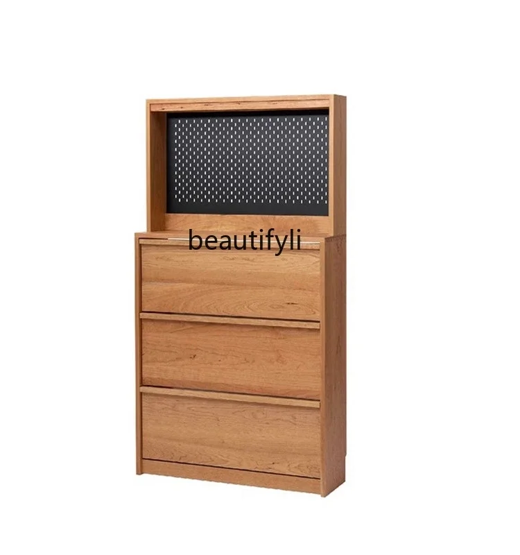 

A15 Shoe Cabinet Solid Wood Simplicity Multi-Functional Storage Entrance Foyer Ultra-Thin Shoe Cabinet Flip Door Storage Cabinet
