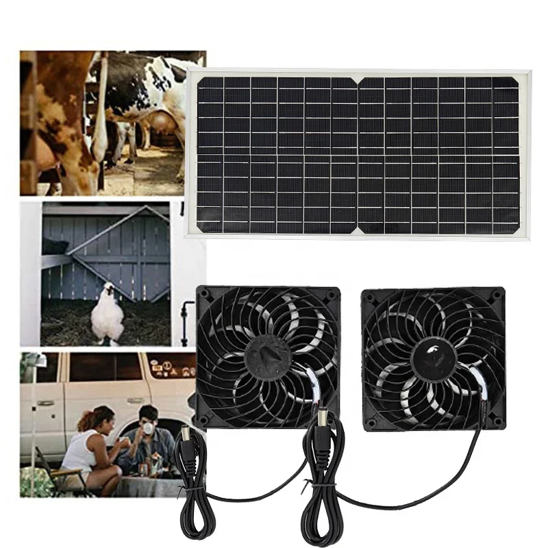 

2025 New Design Monocrystalline Flexible Solar Panels System Photovoltaic Exhaust Fan 16W Pet Radiator For Raising Pets House