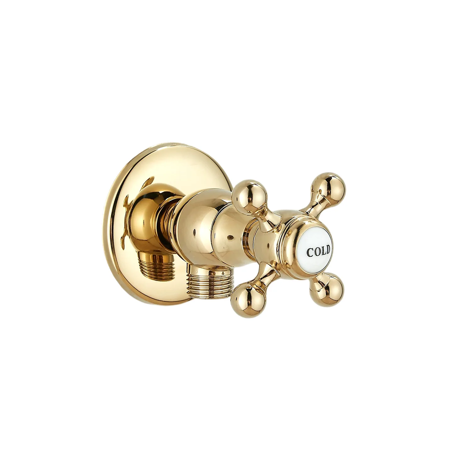 

Retro all-copper angle valve European triangle valve Hot and cold water stop valve Universal plum blossom handwheel Gold classic