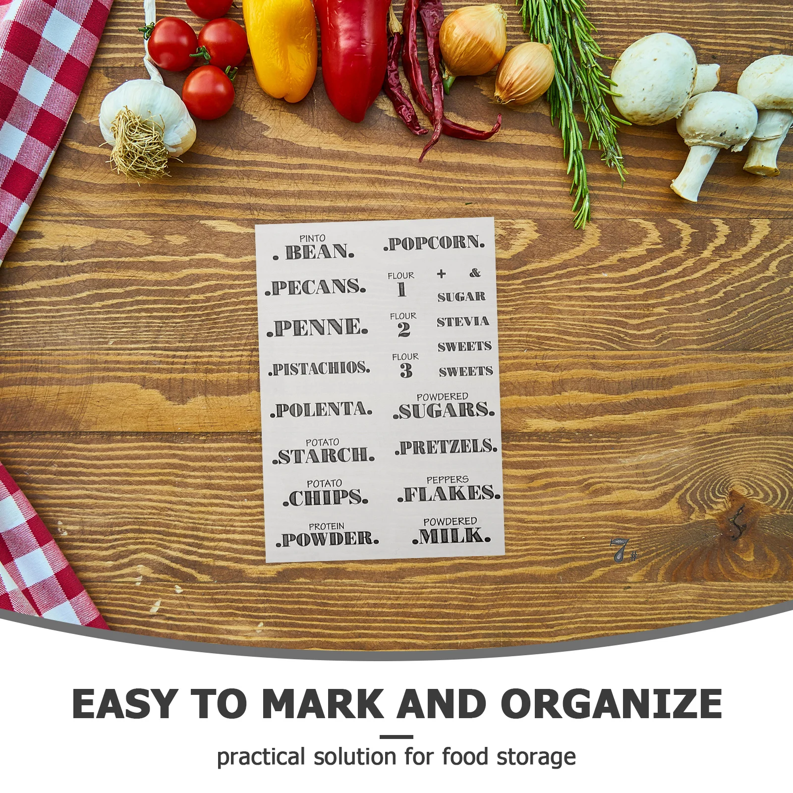 6 Sheets Transparent Kitchen Labels Waterproof Food Organizing Stickers for Pantry Glass Jars and Containers