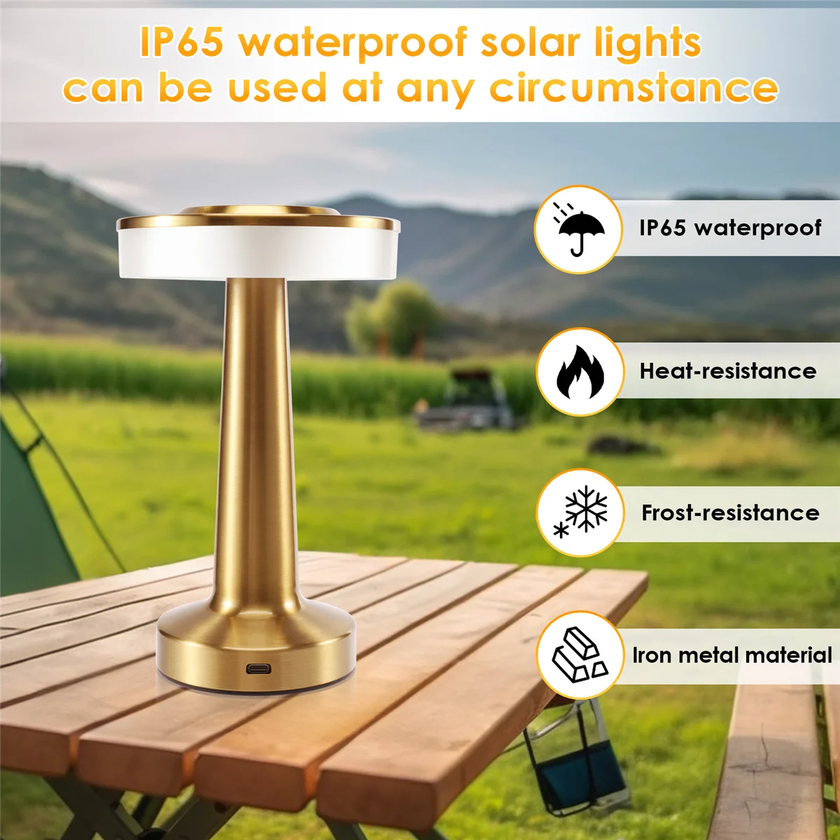 Сенсорная аккумуляторная настольная лампа, обеденный стол, гостиничный бар, настольная лампа, уличный маленький ночник, декоративная настольная лампа, золото