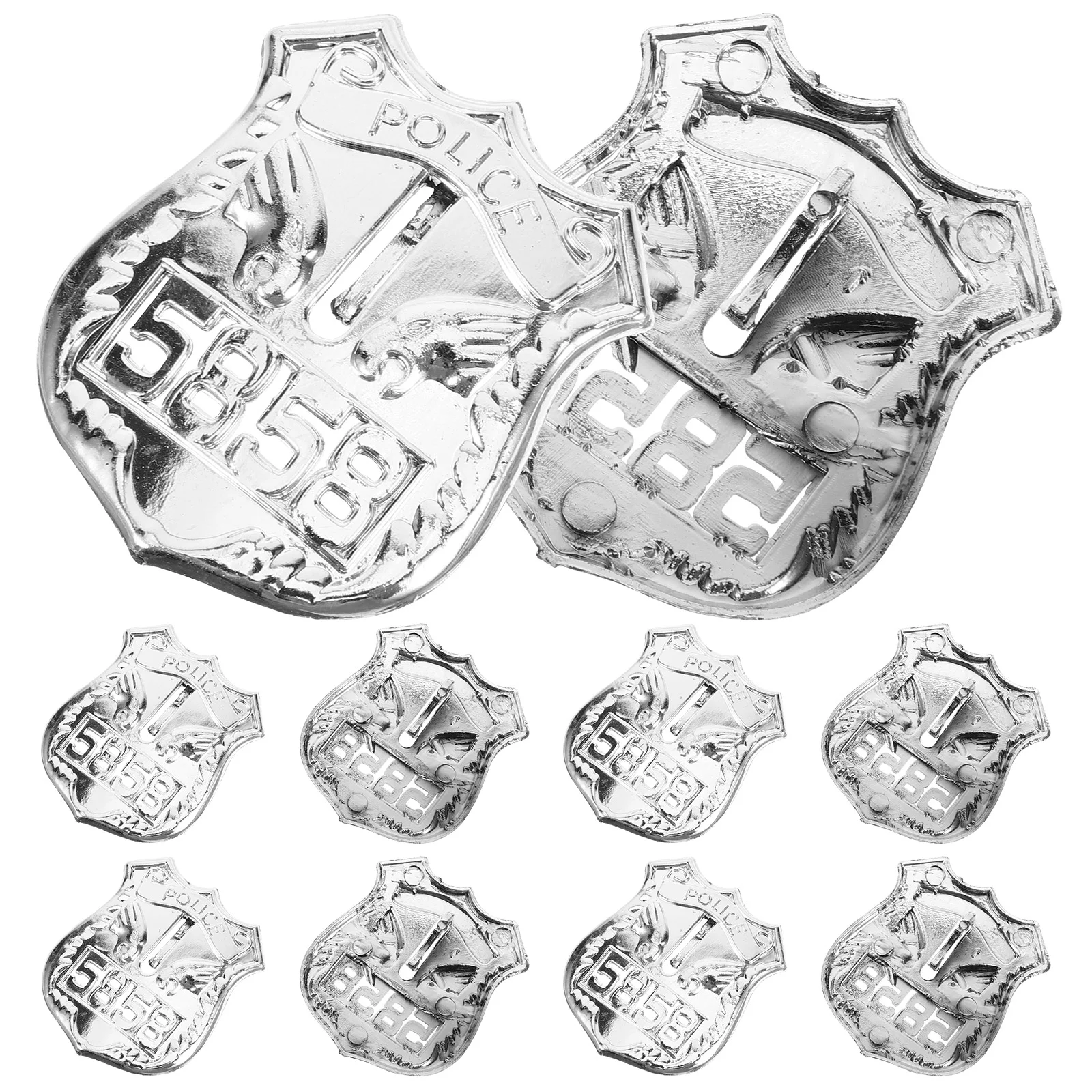 10 Pcs Toy Badge Party Supplies Vivid Police Brooch Small Decoration Cosplay Pin Silver Child
