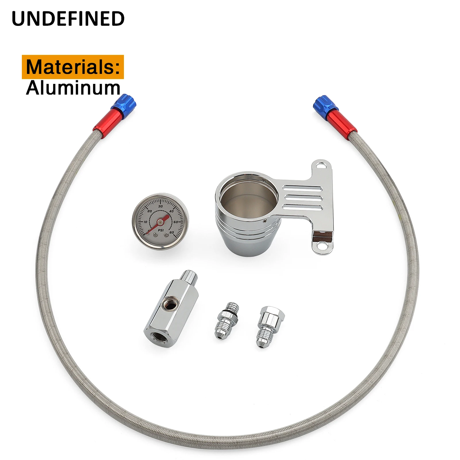  Aluminum Oil Pressure Gauge & Fittings Kit For Harley Sportster 883 XL1200C Iron 1986-2022 (Not for RH1250S/Nightster)