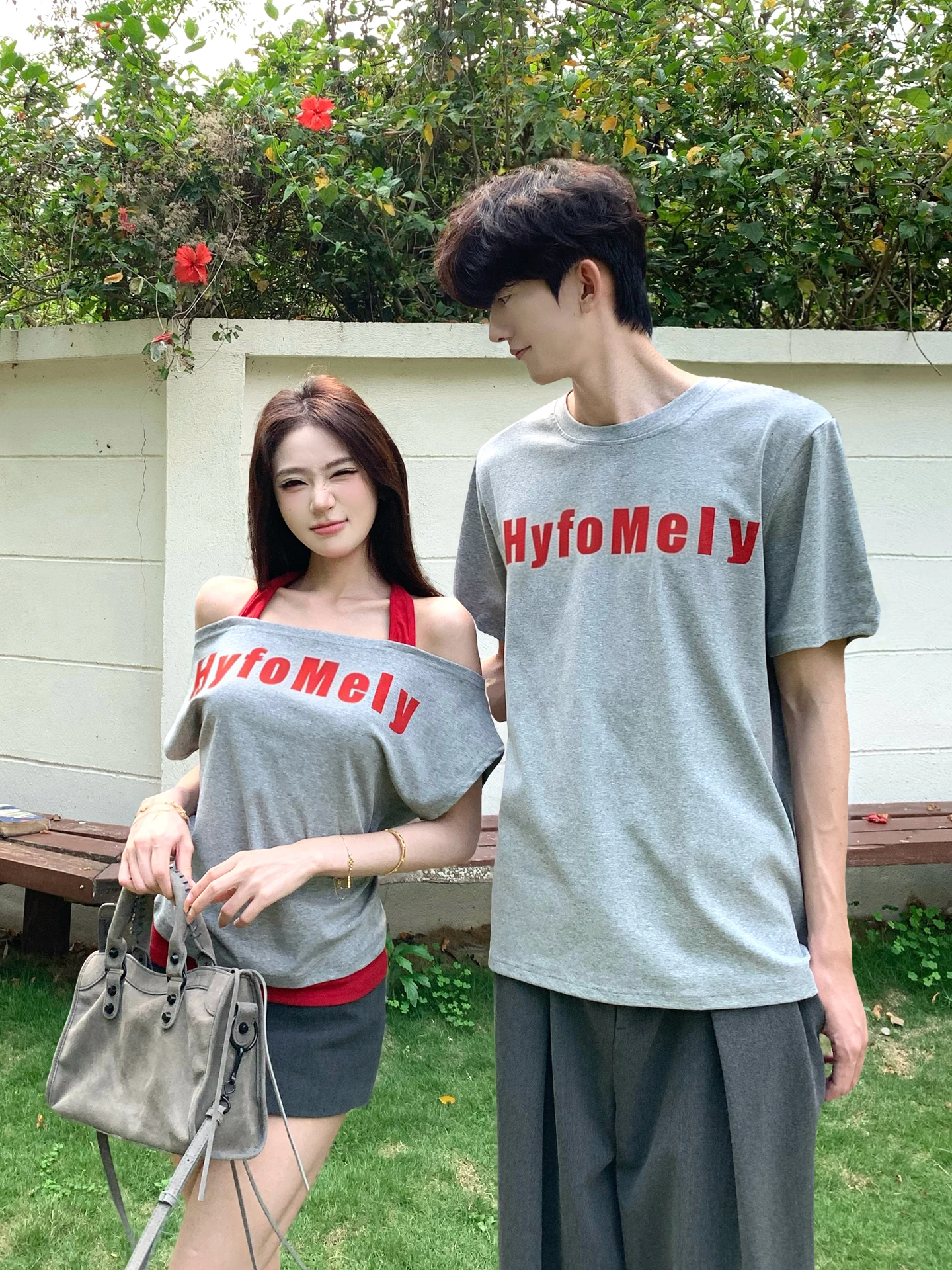 

American Retro Couple Matching Short Sleeve T-Shirt Summer Casual Loose Fit round Neck Print Top Versatile Summer Wear
