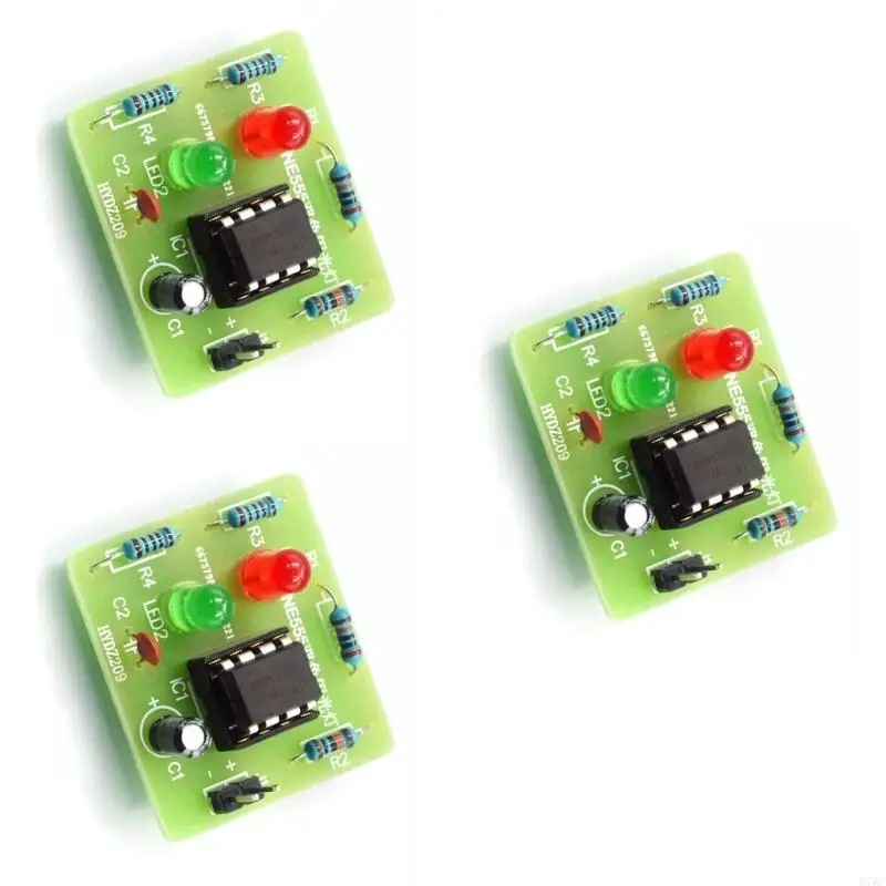 H7BC NE555 Double LED Flasher For Electronics Learning Compactly Design 4.5V-12V Input