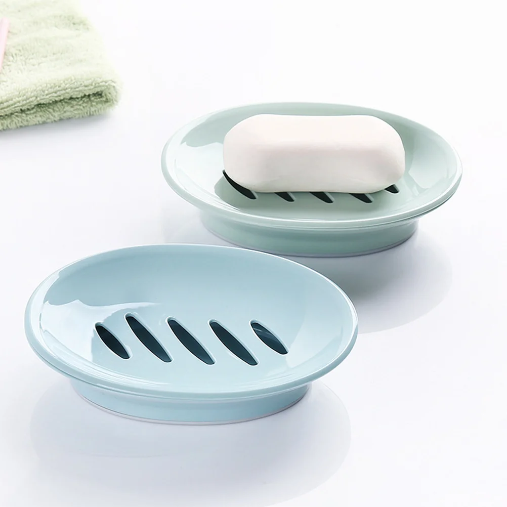 Soap Dish Oval Shaped Double Draining Soap Holder Dish Drainer (Blue) Soap Dish Drainer Holder Heart Shaped Soap Dish