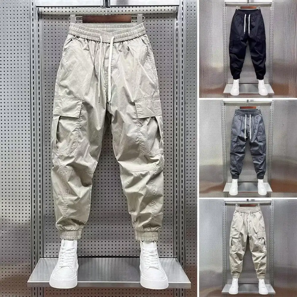 

Elastic Waistband Pants Versatile Men's Cargo Pants Stylish Multi-pocketed Harem Trousers for Gym Outdoor Activities Wear