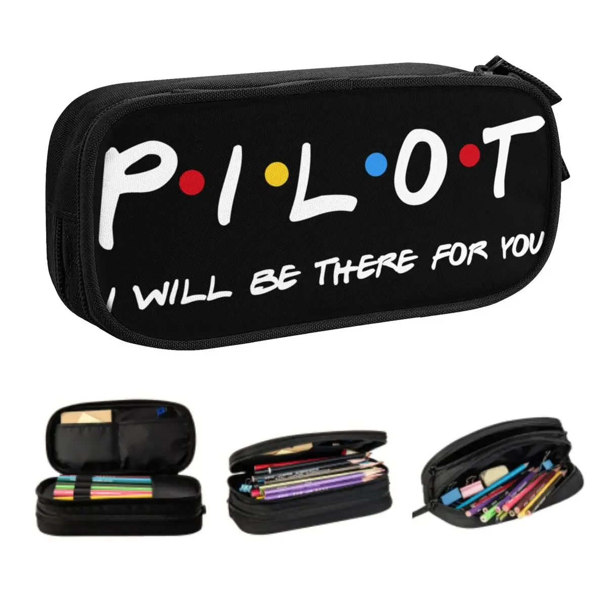 Custom Pilot Gifts I'll Be There For You Pencil Cases for Big Capacity Fighter Airplane Aviation Pencil Box School Accessories