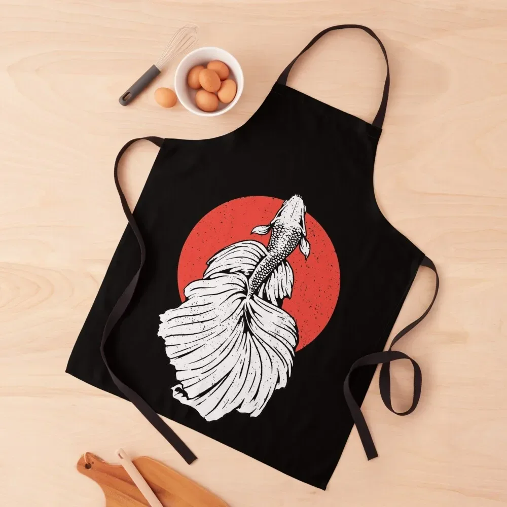 

Retro Vintage Betta Fish Apron Kitchen Things painting Apron