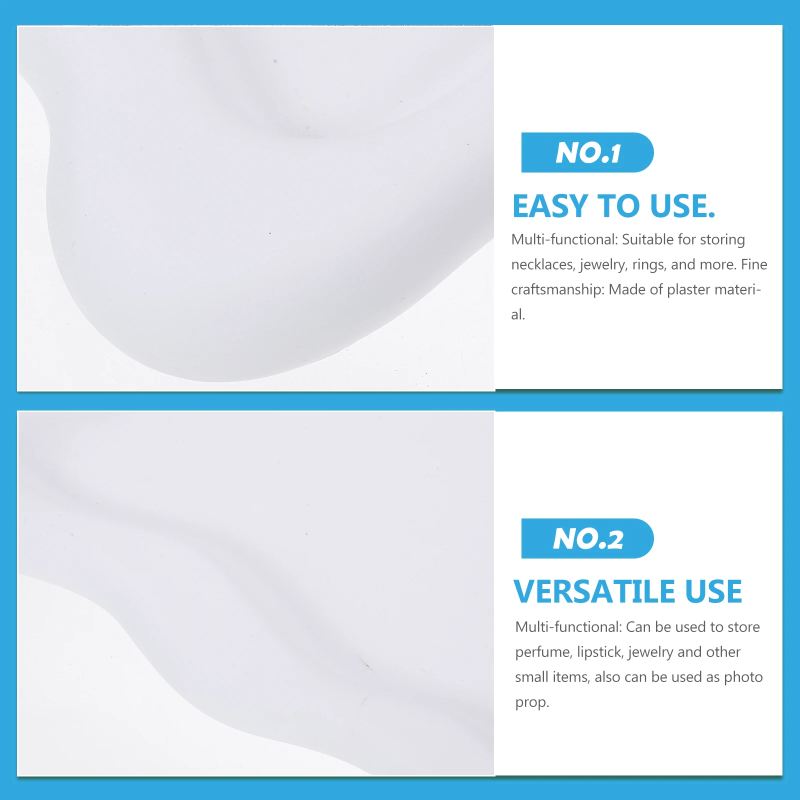 

Irregular Design Plaster Jewelry Display Tray Multi-Functional Storage Plate for Necklace Lipstick Keys Bedroom Table Decor